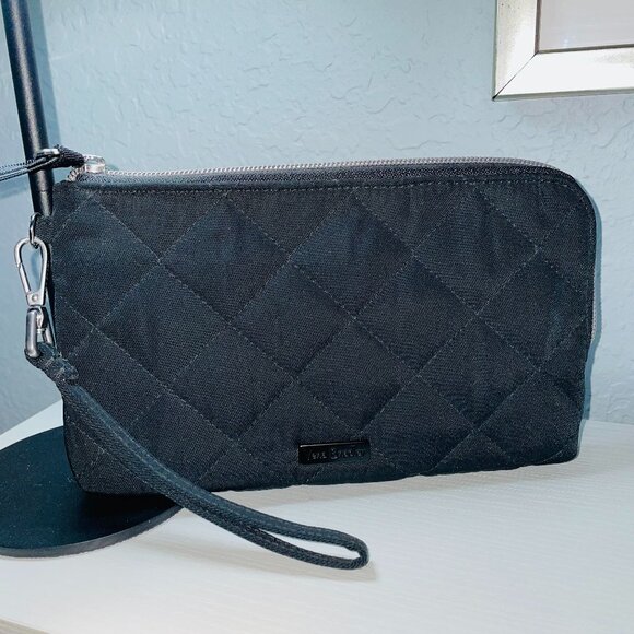 Vera Bradley Handbags - Vera Bradley RFID 3/4 Zip Wristlet Black Performance Twill Wallet